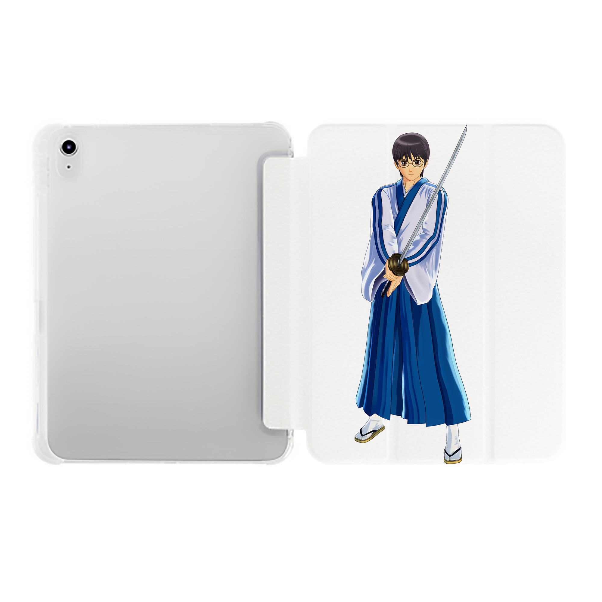 （画像用） ぎんたま 坂田銀時（さかたぎんとき） 神楽 志村新八（しむら しんぱち） GINTAMA Sakata Gintoki Kagura Shimura Shinpachi IPad ケース ペン収納付き 三つ折りスタンド PUレザー×シリコン 対応機種9.5/10.5/10.9インチ